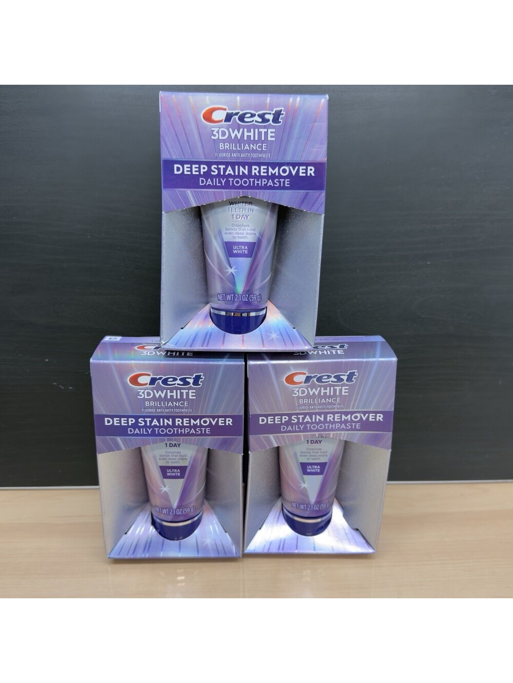 3 Crest 3D White Brilliance Deep Stain Remover Toothpaste Ultra White 2.1oz